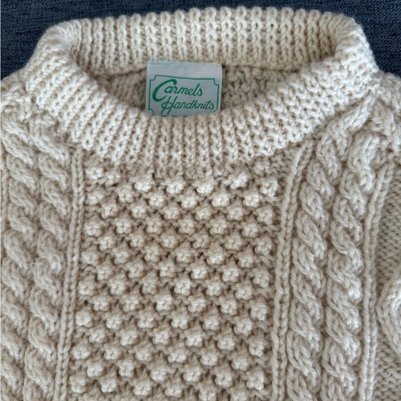 Irish Aran Handknit Wool Ivory Sweater for Men - Picture 2 of 11